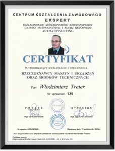 Certyfikat rzeczoznawcy maszyn i urządzeń oraz środków technicznych, CKZ EKSPERT, 2008