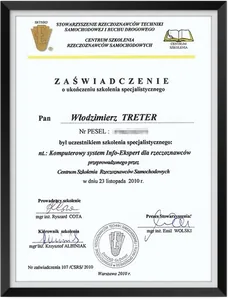 Zaświadczenie – komputerowy system Info-Ekspert dla rzeczoznawców, 2010