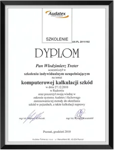 Dyplom Audatex – komputerowa kalkulacja szkód, 2010
