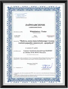 Zaświadczenie – budowa, ocena stanu technicznego i wycena pojazdów ciężarowych i specjalnych, 2013